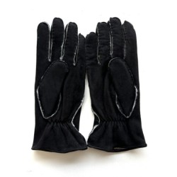 Gants en Cuir d'Agneau Lainé Noir Igor.