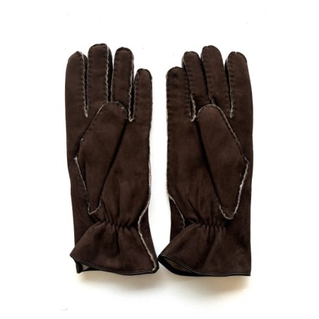 Gants en Cuir d'Agneau Lainé Marron Igor