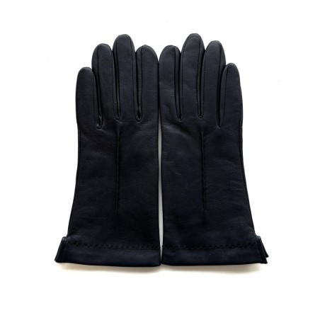 Gants en Cuir d'Agneau Navy Doublés Soie.