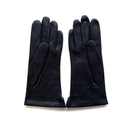 Gants en Cuir d'Agneau Navy Doublés Soie.