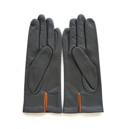 Gants en Cuir d'Agneau Gris Maize Hoshie Doublés Soie.