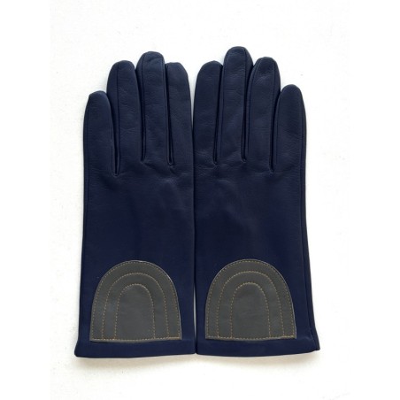 Gants en Cuir d'Agneau Myrtille Gris Maize Niji Doublés Soie.