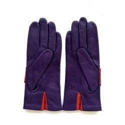 Gants en Cuir d'Agneau Améthyste Orange Lisa Doublés Soie.