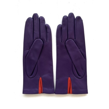 Gants en Cuir d'Agneau Améthyste Orange Rosa Doublés Soie.