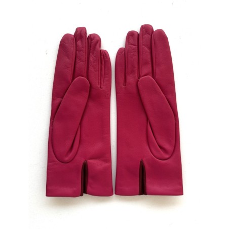 Gants en Cuir d'Agneau Orchid Rouge H Adela Doublés Soie.