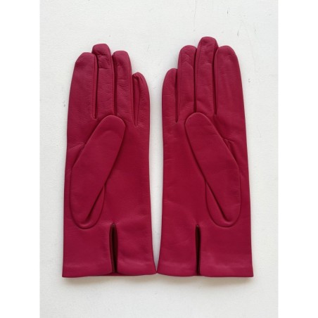 Gants en Cuir d'Agneau Orchid Rouge H Coeur Doublés Soie.