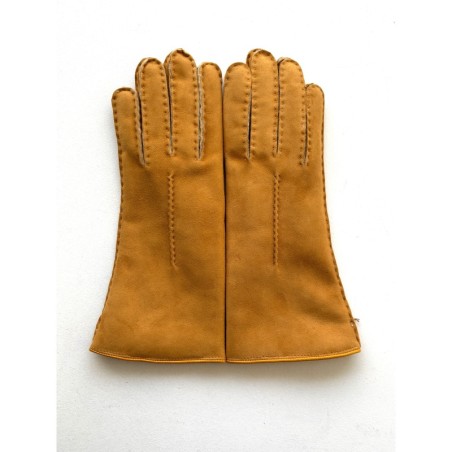 Gants en Cuir d'Agneau Lainé Jaune Anastasia.