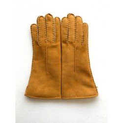 Gants en Cuir d'Agneau Lainé Jaune Anastasia.