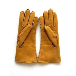 Gants en Cuir d'Agneau Lainé Jaune Anastasia.