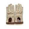 Gants en Cuir et Crochet Coton Biscuit Ecru Alfredine Non Doublés.