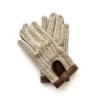 Gants en Cuir et Crochet Coton Biscuit Ecru Alfredine Non Doublés.