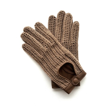 Gants de conduite femme Alfredine en cuir d’agneau souple et tricot main