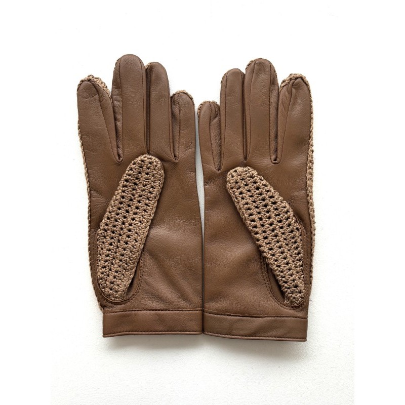 Alfredine women’s driving gloves in soft lambskin with hand-knit detail