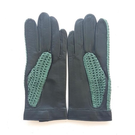Gants de conduite femme Alfredine en cuir d’agneau souple et tricot main