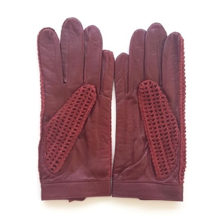 Gants de conduite femme Alfredine en cuir d’agneau souple et tricot main