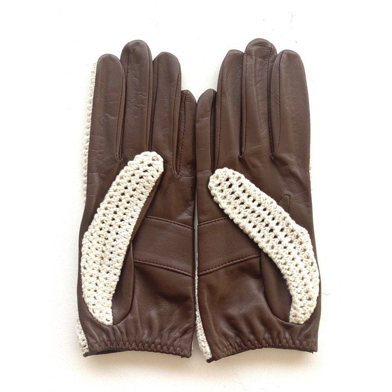 Gants de conduite femme Constance en cuir d’agneau et crochet