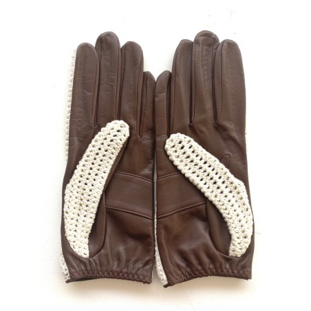 Gants de conduite femme Constance en cuir d’agneau et crochet