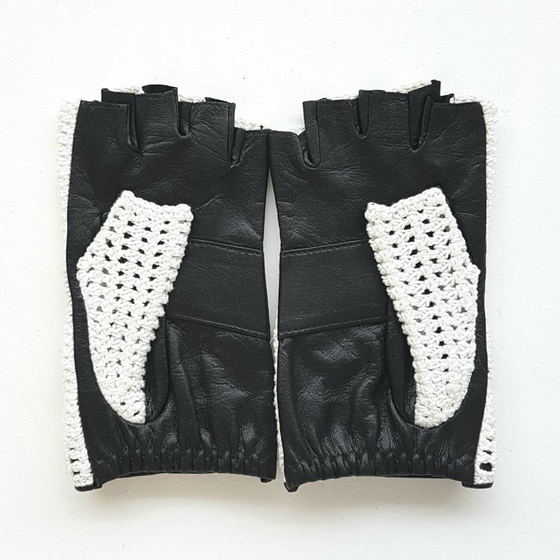 Gants de conduite femme "Micha" cuir d’agneau et crochet artisanal