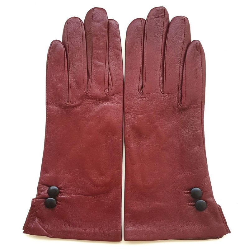 Gants en Cuir d'Agneau Bordeaux Noir Clémentine