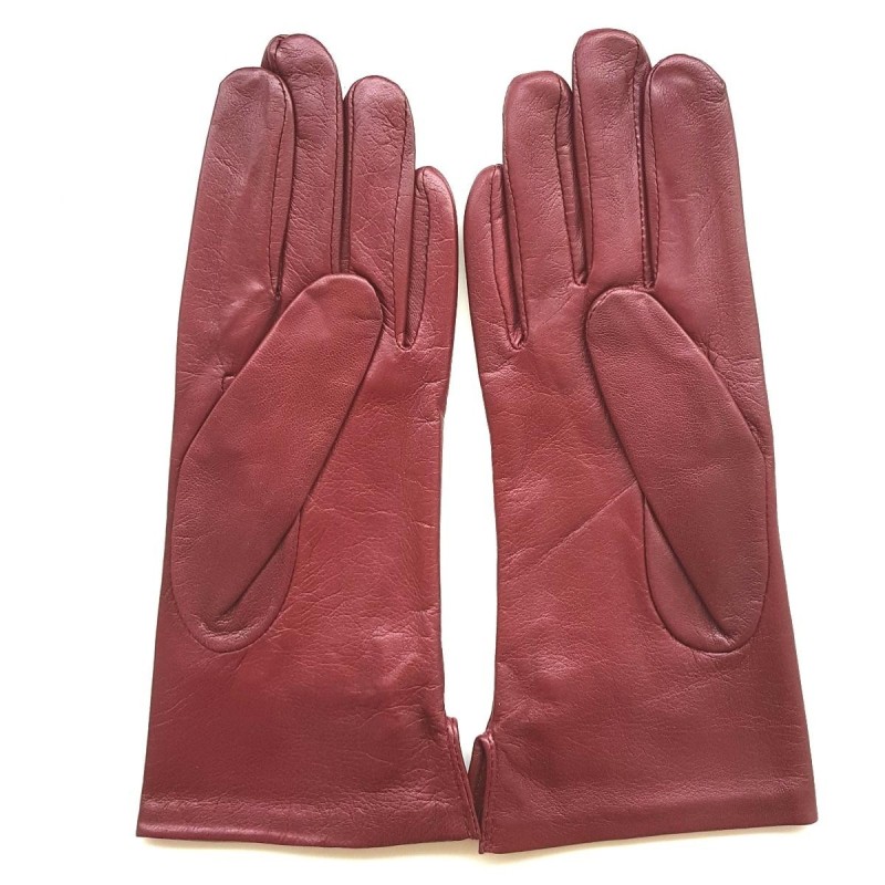Gants en Cuir d'Agneau Bordeaux Noir Clémentine