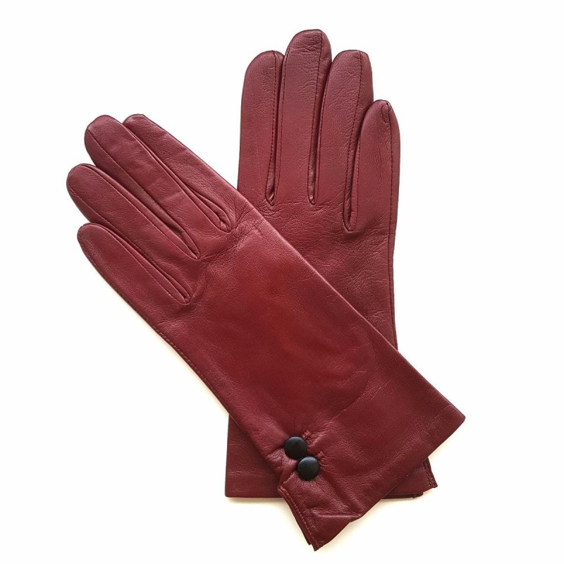 Gants en Cuir d'Agneau Bordeaux Noir Clémentine