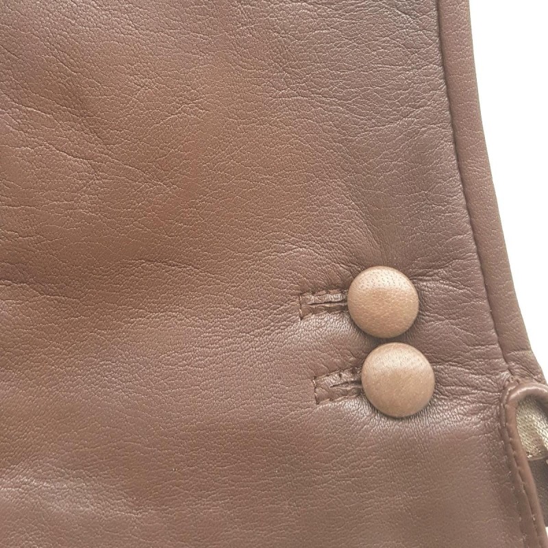 Gants en Cuir d'Agneau Chocolat Sable Clémentine Doublés Soie.