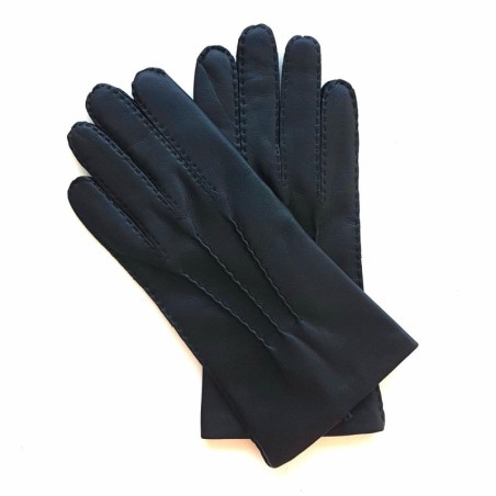 Gants en Cuir d'Agneau Noir Pierre Doublés Soie.