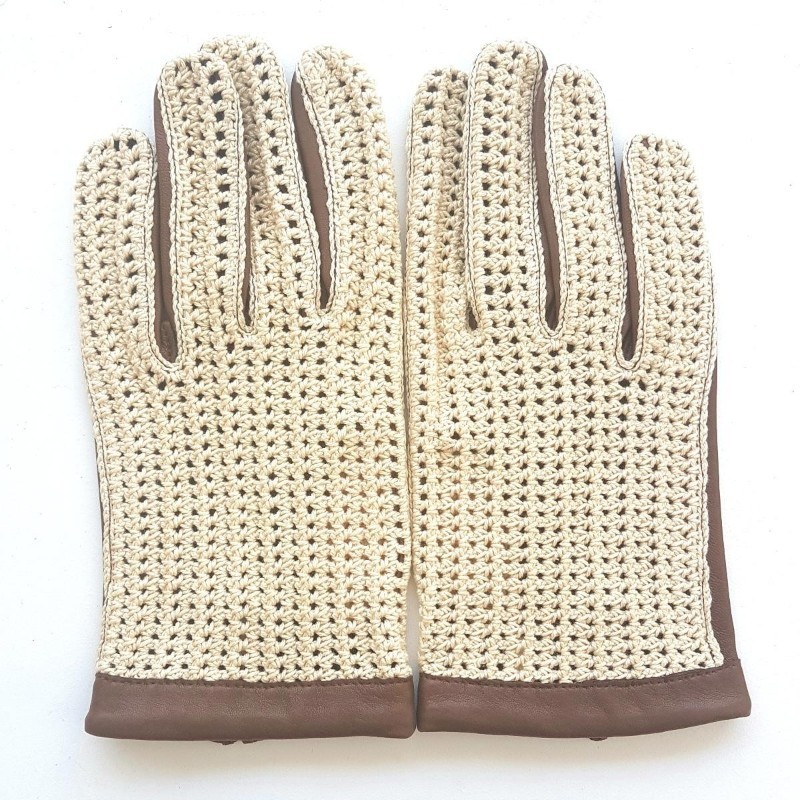 Louis men’s driving gloves in lambskin leather and cotton crochet