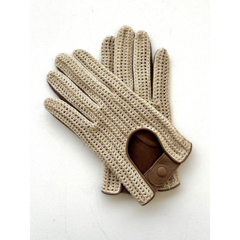 Gants homme Augustin cuir d’agneau et crochet – Conduite élégante