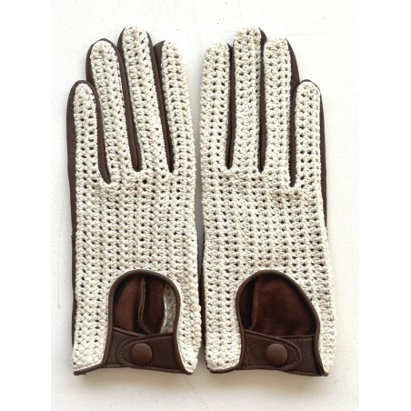 Gants Homme Robin cuir d’agneau et crochet coton – Fabrication artisanale