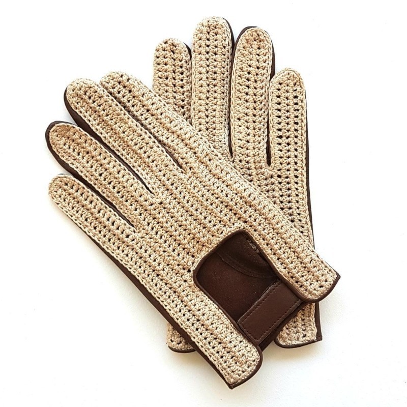 Gants homme ABEL en cuir d’agneau et crochet coton – Conduite chic