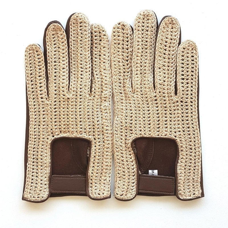 Gants homme ABEL en cuir d’agneau et crochet coton – Conduite chic