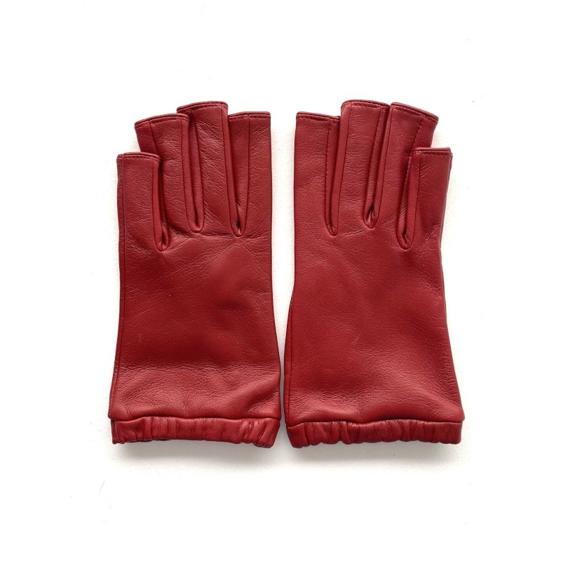 Mitaines Evelyne femme en cuir d’agneau et soie – Artisanat