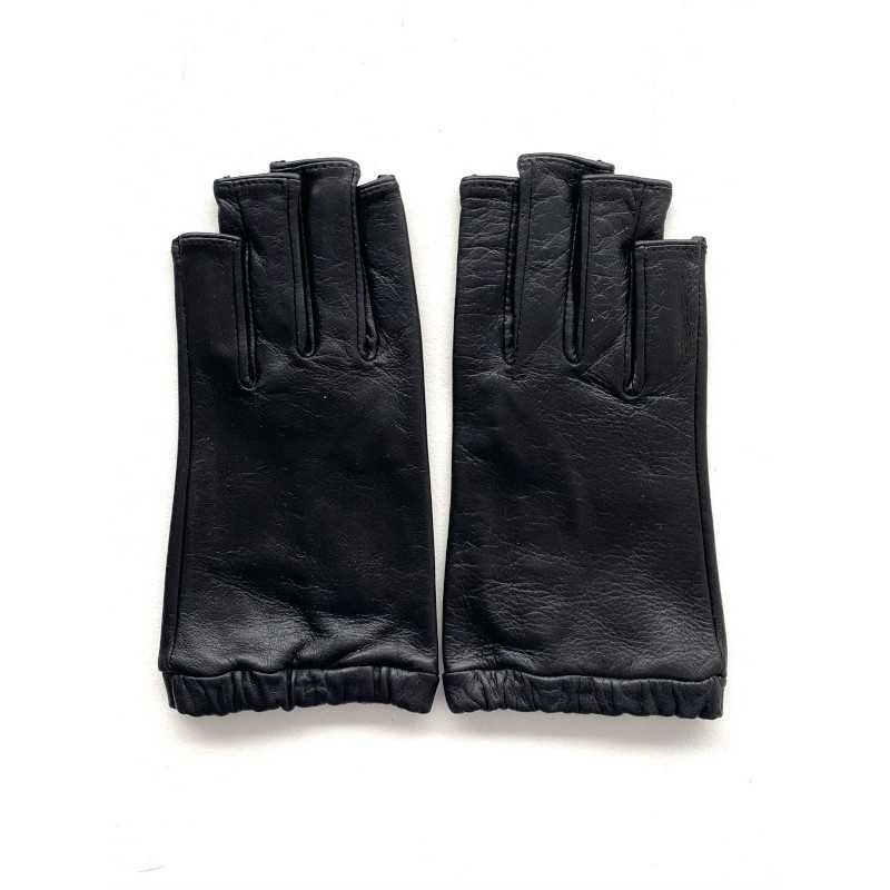 Mitaines Evelyne femme en cuir d’agneau et soie – Artisanat