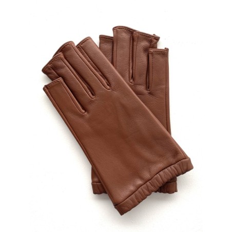 Mitaines Evelyne femme en cuir d’agneau et soie – Artisanat