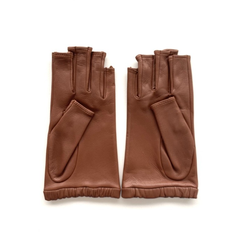 Mitaines Evelyne femme en cuir d’agneau et soie – Artisanat