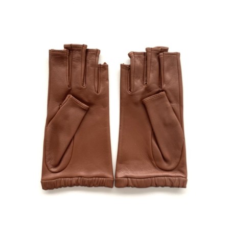Mitaines Evelyne femme en cuir d’agneau et soie – Artisanat