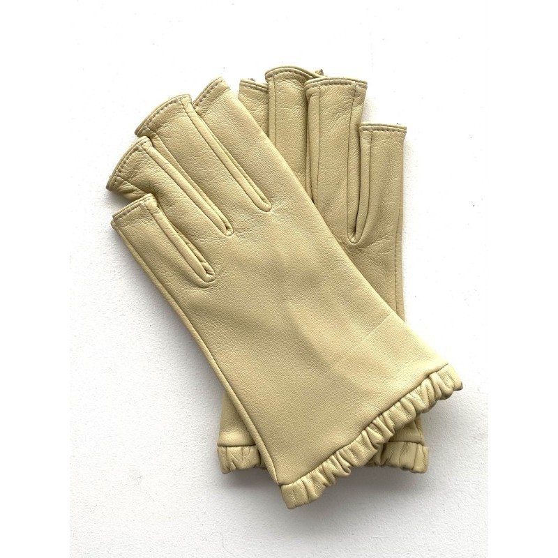 Mitaines Evelyne femme en cuir d’agneau et soie – Artisanat