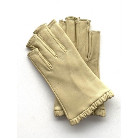 Mitaines Evelyne femme en cuir d’agneau et soie – Artisanat