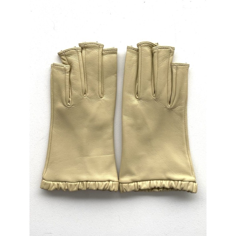 Mitaines Evelyne femme en cuir d’agneau et soie – Artisanat