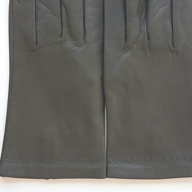 Gants en Cuir d'Agneau Gris Raphaël Doublure Soie.