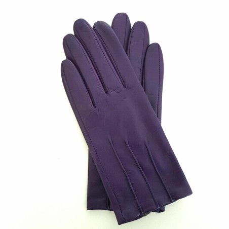 Gants en Cuir d'Agneau Améthyste Charcoal Poincaré Doublés Soie.