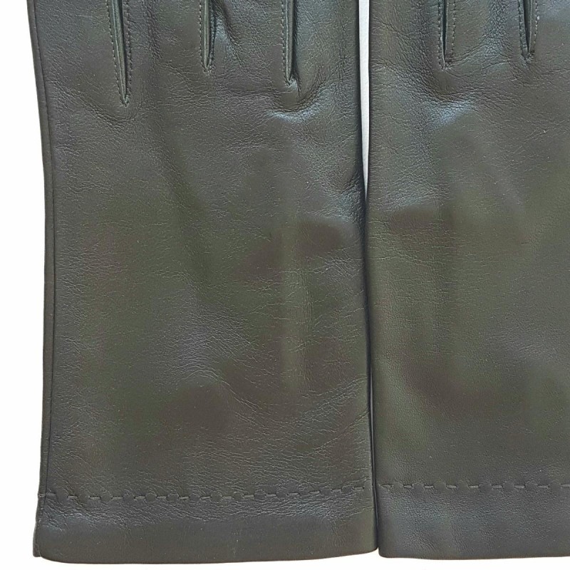 Gants en Cuir d'Agneau Kaki Raphaël Doublure Soie.