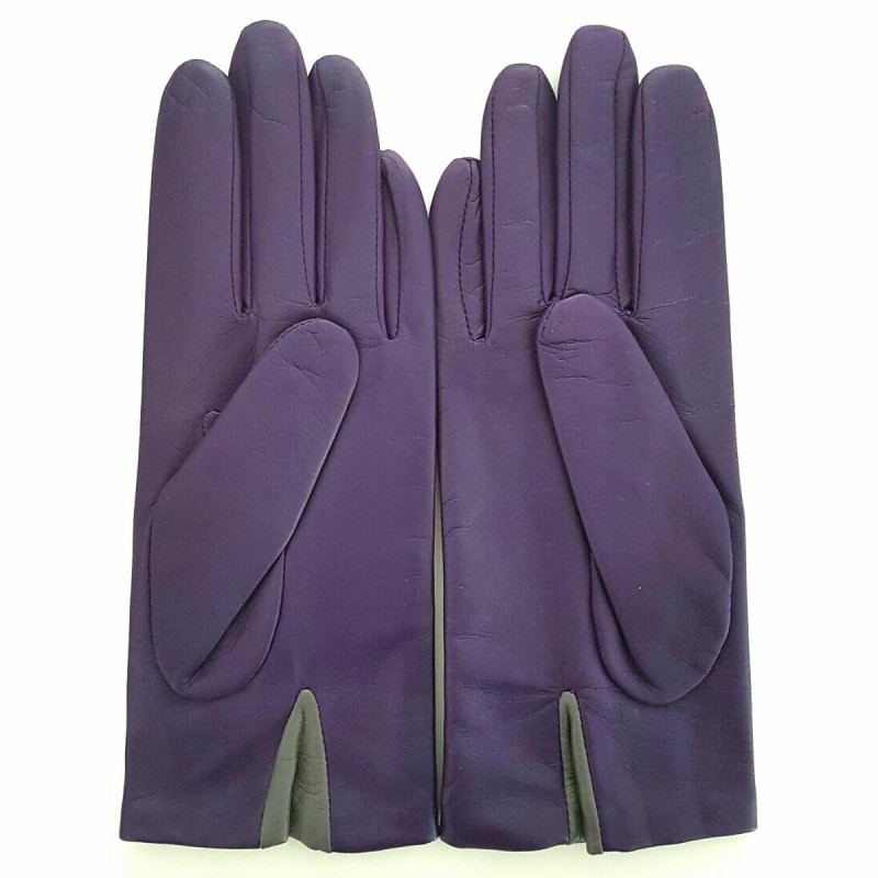 Gants en Cuir d'Agneau Améthyste Charcoal Poincaré Doublés Soie.