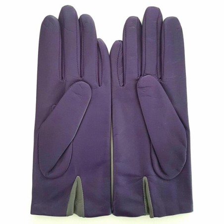 Gants en Cuir d'Agneau Améthyste Charcoal Poincaré Doublés Soie.