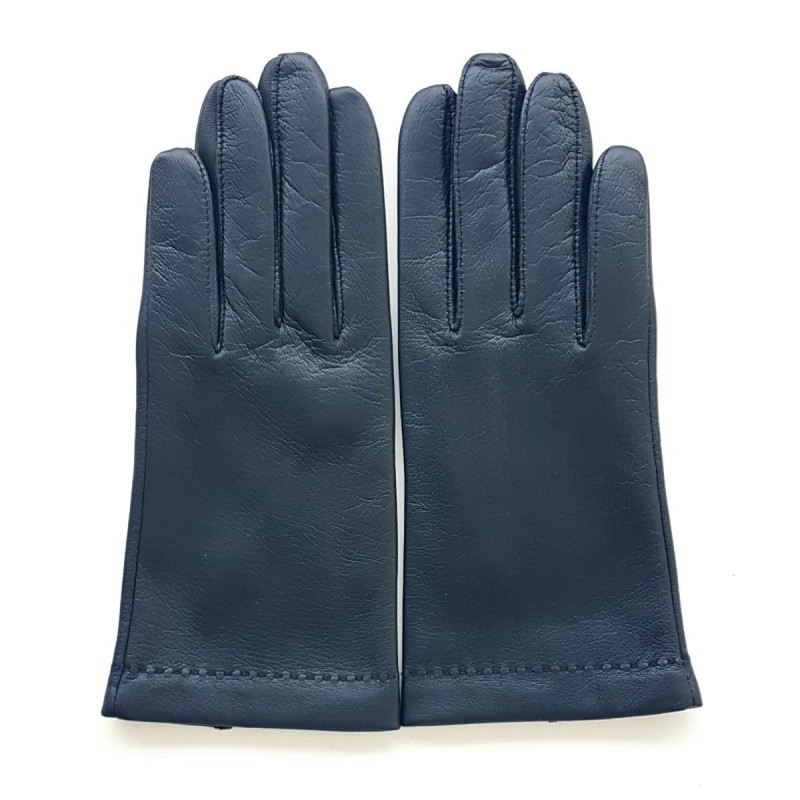 Gants en Cuir d'Agneau Bleu Marine Raphaël Doublure Soie.