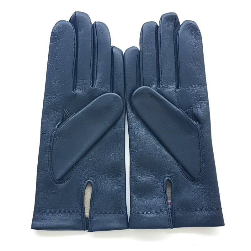 Gants en Cuir d'Agneau Bleu Marine Raphaël Doublure Soie.