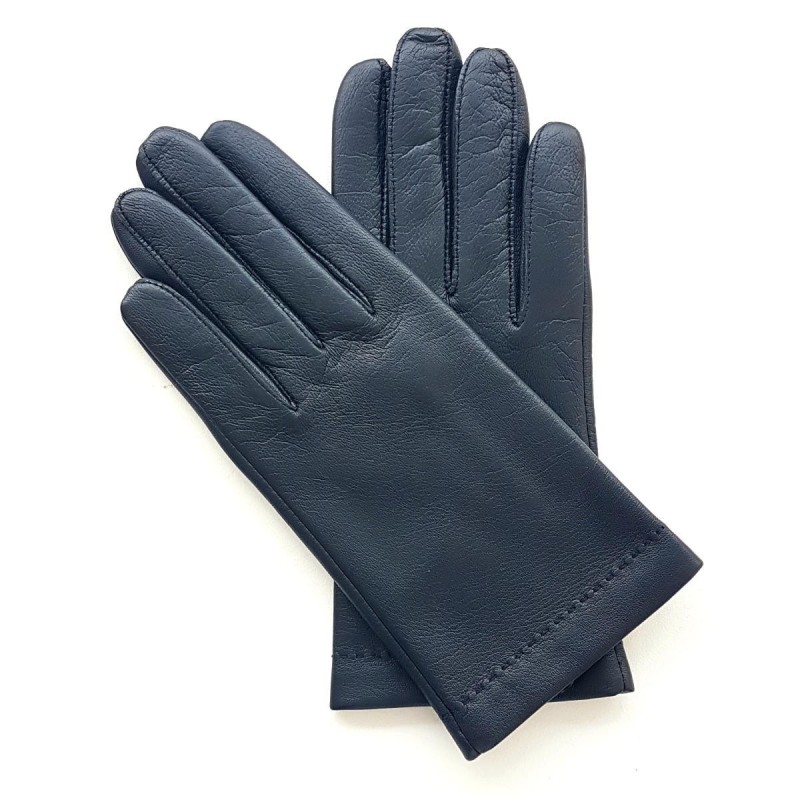 Gants en Cuir d'Agneau Bleu Marine Raphaël Doublure Soie.