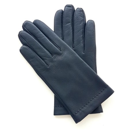 Gants en Cuir d'Agneau Bleu Marine Raphaël Doublure Soie.