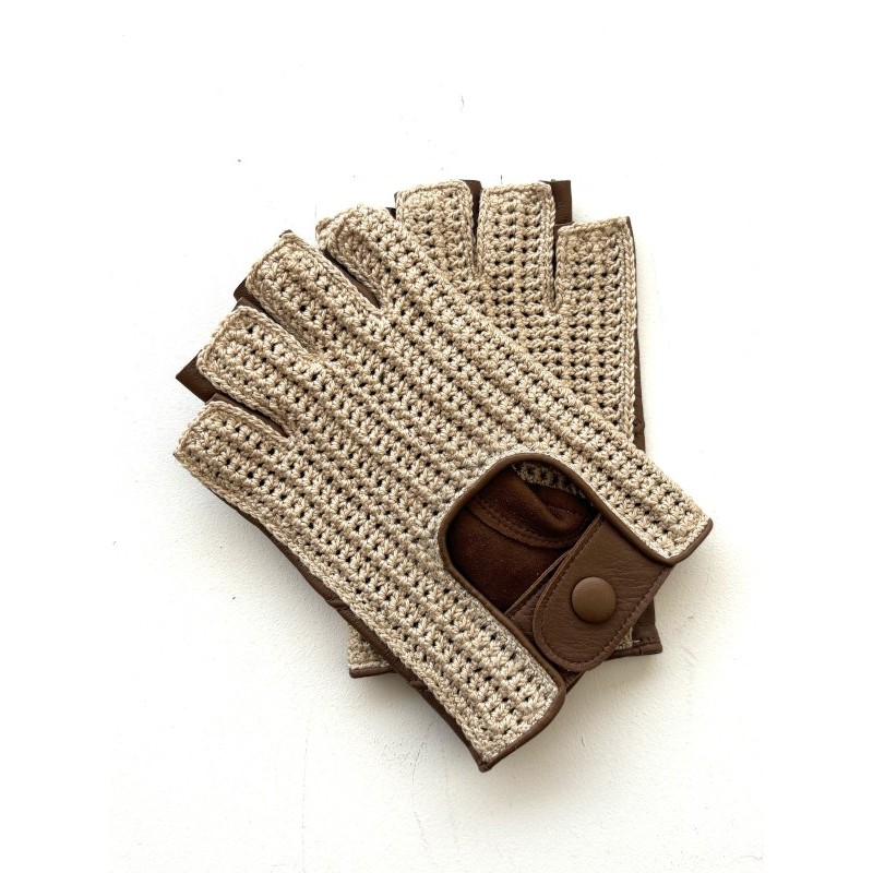 Mitaines Pilote cuir d’agneau et crochet – Gants de conduite homme